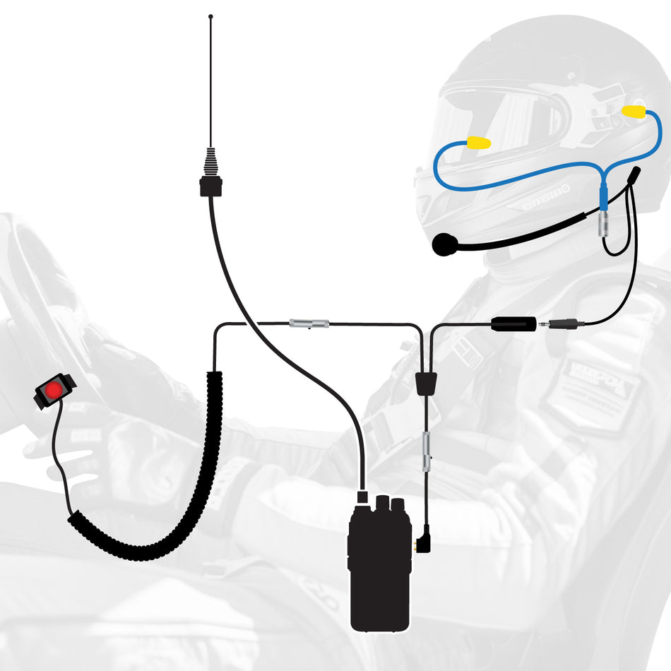 IMSA Driver Only Long Track Racing Communication Kit with RDH16 Radio