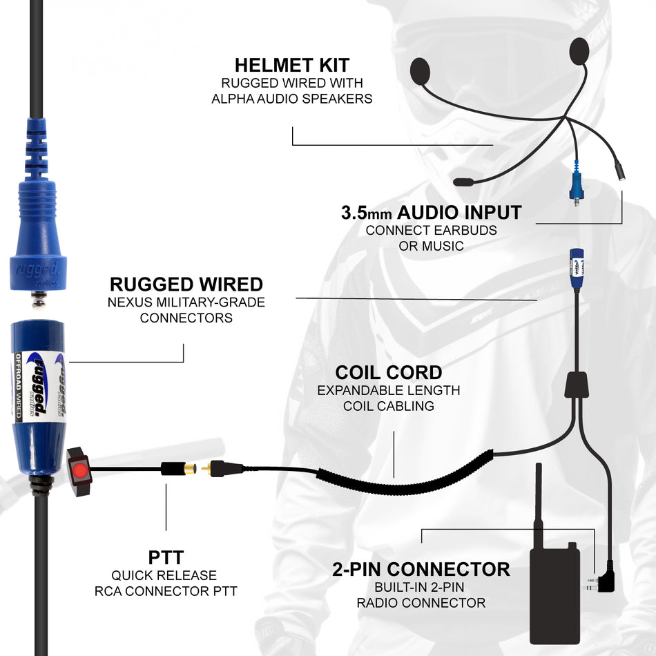 Kit completo de comunicación para motocicleta MOTO MAX con cables OFFROAD de alta resistencia