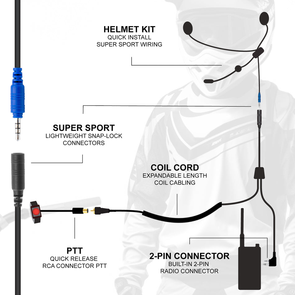 SUPER SPORT Kit completo de comunicación para motocicleta con cables SPORT ligeros