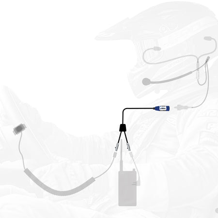 The Rugged SC harness has all of the standard connections but eliminates extra cabling when the push to talk is mounted close on the dash or tubing and not on the steering wheel. 