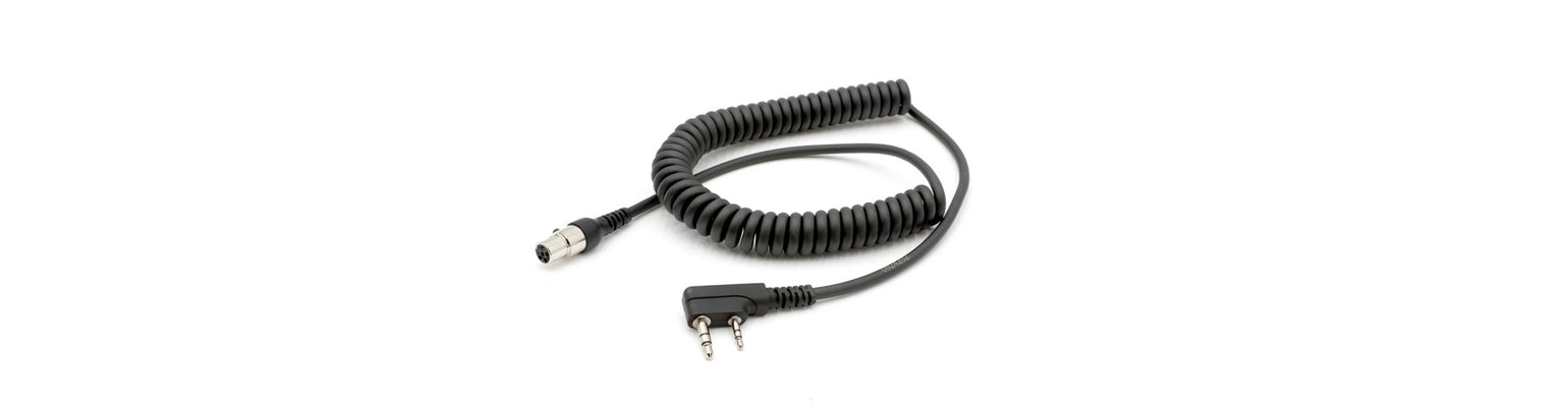 Handheld radio jumper coil cords providing flexible connection between handheld radios and headsets or intercoms