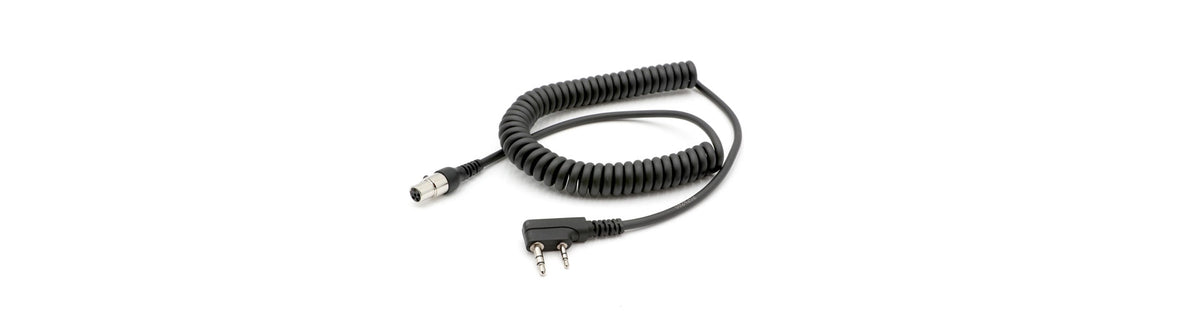 Handheld radio jumper coil cords providing flexible connection between handheld radios and headsets or intercoms