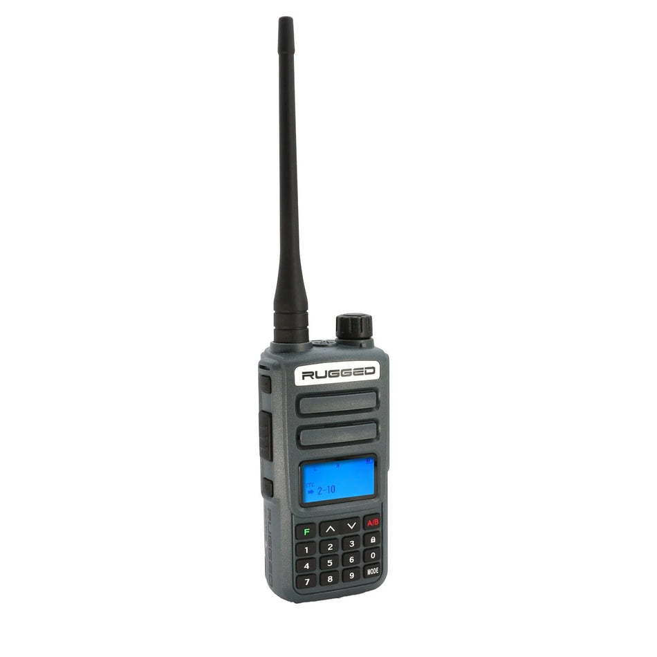 Rugged GMR2 PLUS - GMRS and FRS Two Way Handheld Radio with Mount and Intercom Cable