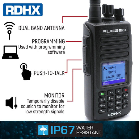 Rugged RDH-X Waterproof Business Band Handheld - Black - Demo - Clearance
