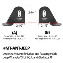Load image into Gallery viewer, Antenna Mount for Jeep Wrangler TJ, LJ, JK, JL and Gladiator JT