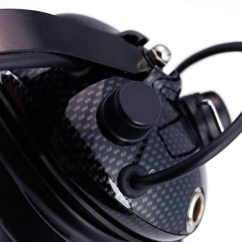 Audifonos Rugged H42 por detras de la cabeza (BTH) Audifonos para Walkie Talkie y Radios 2 metros - Negro Fibra de Carbon ESP - By Rugged Radios