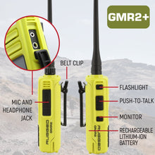 Load image into Gallery viewer, Rugged GMR2 PLUS GMRS and FRS Two Way Handheld Radio - High Visibility Safety Yellow