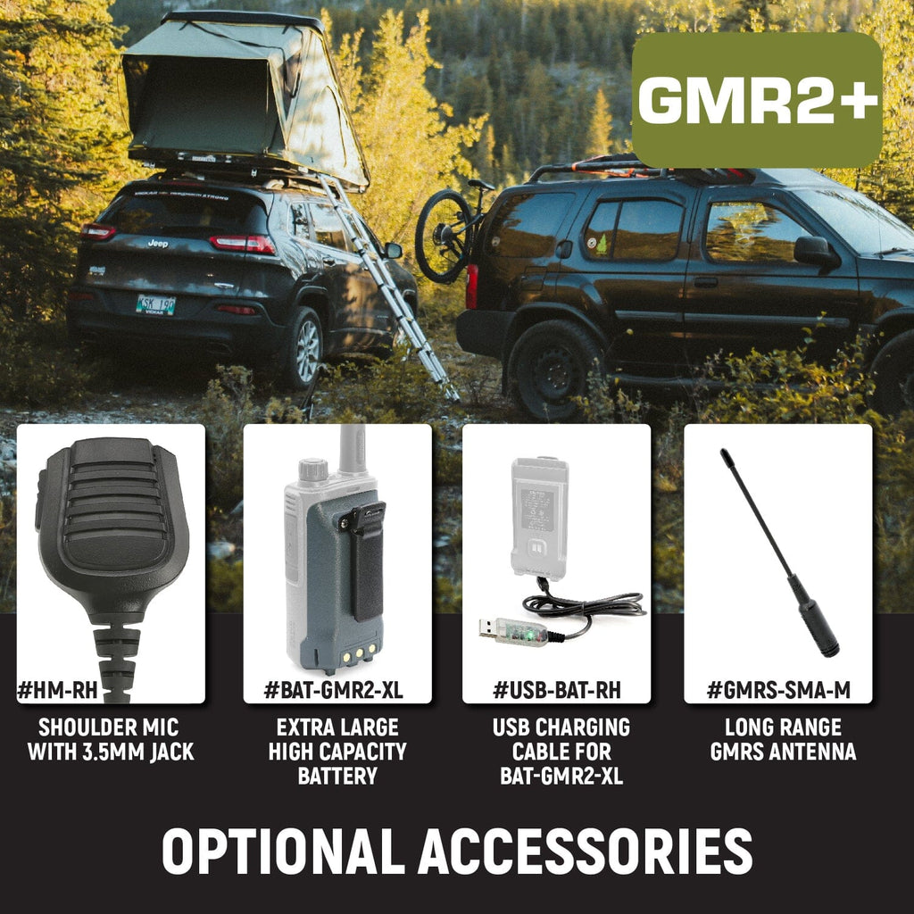 Rugged GMR2 PLUS GMRS and FRS Two Way Handheld Radio - High Visibility Safety Yellow