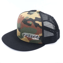 Load image into Gallery viewer, Rugged Radios Flat Bill Snapback Hat (Black / Camo)